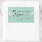 Moderne bruiloft We Getting Married Doodle Rechthoekige Sticker (Tas)