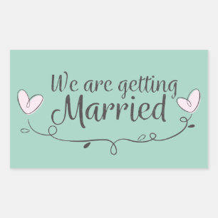 Moderne bruiloft We Getting Married Doodle Rechthoekige Sticker