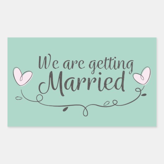 Moderne bruiloft We Getting Married Doodle Rechthoekige Sticker (Voorkant)
