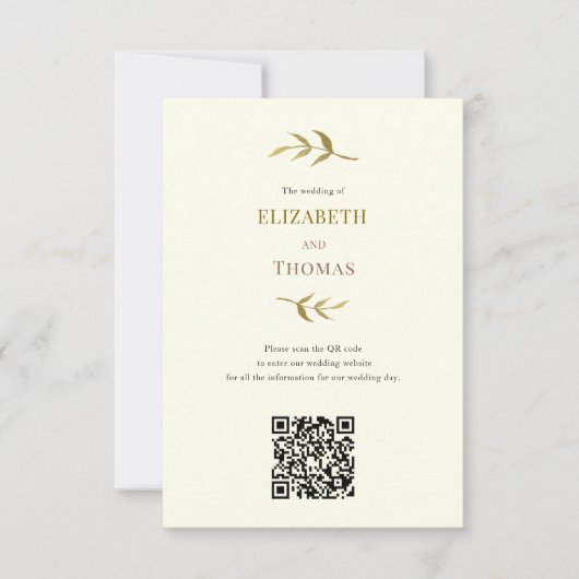 Moderne bruiloft website qr code eco vriendelijk RSVP kaartje (Voorkant)