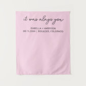 Moderne bruiloft Welkom Custom Boho Wedding Party Wandkleed (Voorkant)