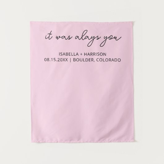 Moderne bruiloft Welkom Custom Boho Wedding Party Wandkleed (Voorkant)