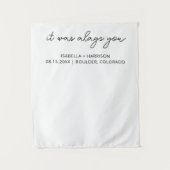 Moderne bruiloft Welkom Custom Boho Wedding Party Wandkleed (Voorkant)