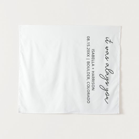 Moderne bruiloft Welkom Custom Boho Wedding Party Wandkleed (Voorkant (horizontaal))