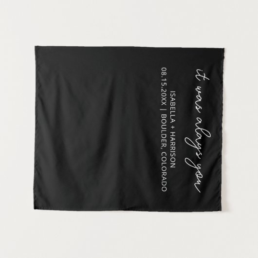 Moderne bruiloft Welkom Custom Boho Wedding Party Wandkleed (Voorkant (horizontaal))