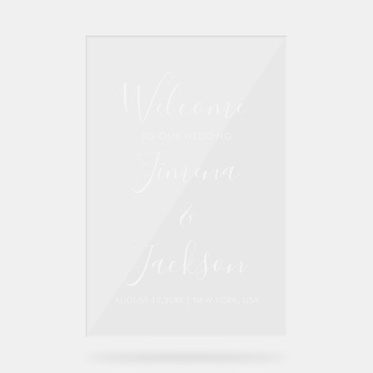 Moderne bruiloft welkom ingang acryl bord (Voorkant)