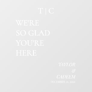 Moderne bruiloft welkom teken spiegel decal