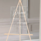 Moderne Bruiloft Welkom Witte Tekst Acryl Bord