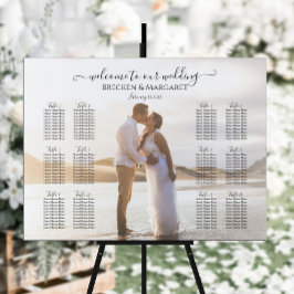 Moderne bruiloft zitgrafiek met foto 12 tafels poster