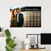 Moderne bruiloft zitgrafiek met foto 15 tafels poster (Thuiskantoor)