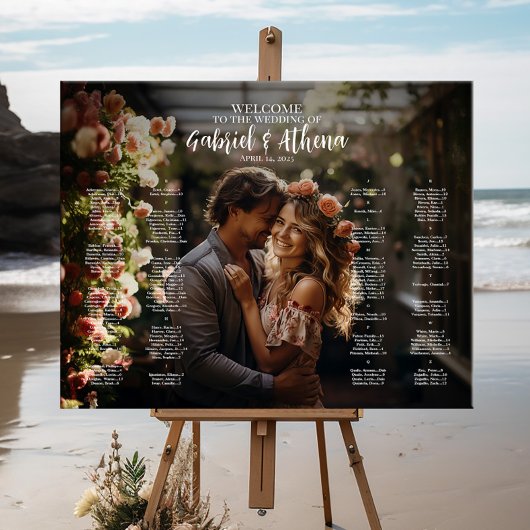 Moderne bruiloft zitgrafiek met foto canvas afdruk