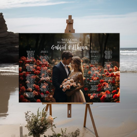 Moderne bruiloft zitgrafiek met foto canvas afdruk