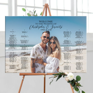 Moderne bruiloft zitgrafiek met foto, elegant canvas afdruk
