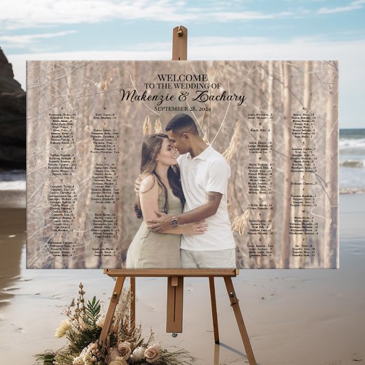 Moderne bruiloft zitgrafiek met foto, elegant poster