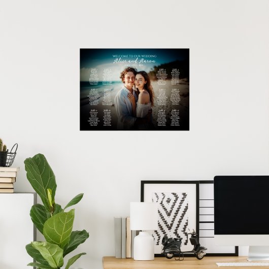 Moderne bruiloft zitgrafiek met foto poster (Thuiskantoor)