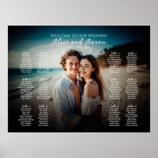 Moderne bruiloft zitgrafiek met foto poster (Voorkant)