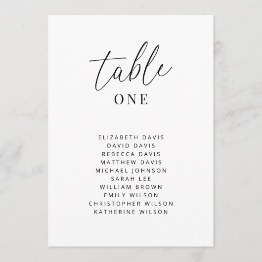 Moderne bruiloft Zitting Grafiek Tafel Aantal Kaar Kaart (Voorkant)