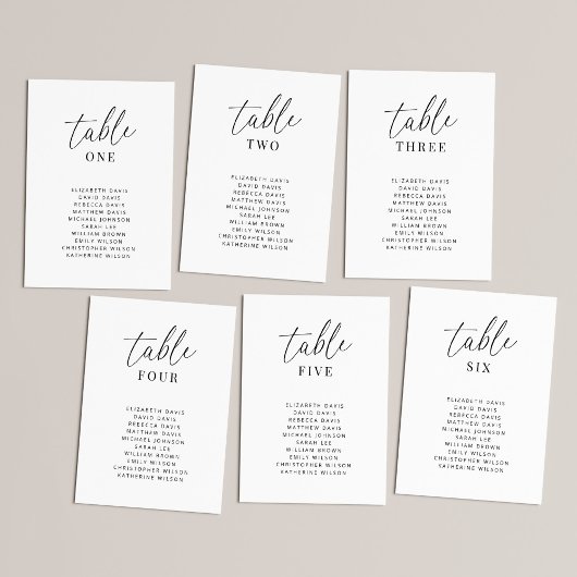 Moderne bruiloft Zitting Grafiek Tafel Aantal Kaar Kaart