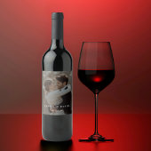 Moderne Bruiloft Zwart & Wit Overlay Foto Wijn Etiket