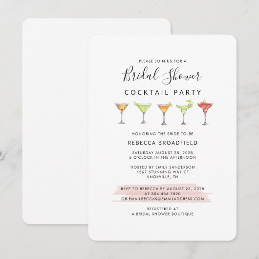 Moderne Bruiloftfeest Script Cocktail Uitnodiging (Voorkant / Achterkant)