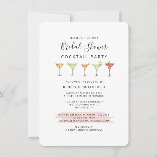 Moderne Bruiloftfeest Script Cocktail Uitnodiging (Voorkant)