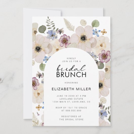 Moderne Bruiloftsbloemen Brunch Kaart (Voorkant)