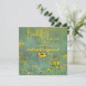 Moderne Bruiloftsbruiloft Gele Wilde Bloem Fotogra Kaart (Staand voorkant)
