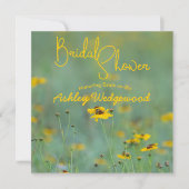 Moderne Bruiloftsbruiloft Gele Wilde Bloem Fotogra Kaart (Voorkant)