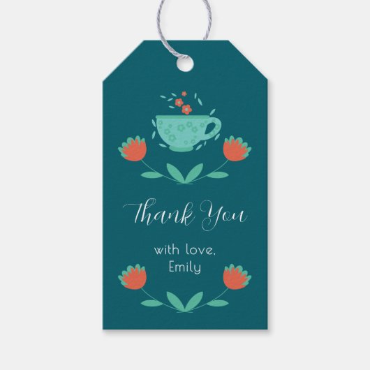 Moderne Bruiloftsdouche–Thema Afternoon Tea Party Cadeaulabel (Voorkant)