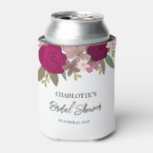 Moderne bruiloftsfeest favor met bordeauxrode tuin blikjeskoeler (Blikje Voorkant)