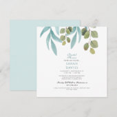Moderne Bruiloftsfeest Teal Loof Vierkant Kaart (Voorkant / Achterkant)