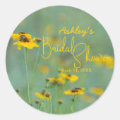 Moderne Bruiloftsfeest Wilde Bloem Foto Ronde Sticker (Voorkant)