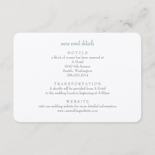 Moderne Bruiloftsinsert "Merriment" Informatiekaartje (Achterkant)