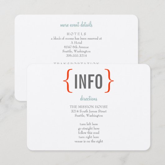 Moderne Bruiloftsinsert "Merriment" Informatiekaartje (Voorkant / Achterkant)