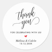 Moderne bruiloftsklassieker bedankt geschenken ronde sticker (Voorkant)