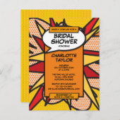 Moderne Bruiloftsshower in Comicbookstijl Uitnodiging Briefkaart (Voorkant / Achterkant)