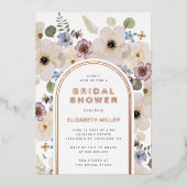 Moderne Bruiloftsshower met Bloemen Folie Uitnodiging (Voorkant)