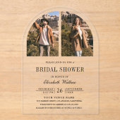 Moderne bruiloftsshower met boogfoto acryl uitnodigingen (Voorkant)