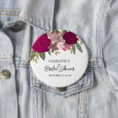 Moderne Bruiloftstuin Bloemen Bruidsmeisjesfeest  Ronde Button 4,0 Cm (In situ)