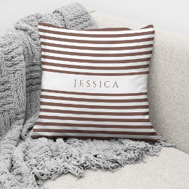 Moderne Bruin Gestreepte Patroonnaam Kussen