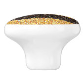 Moderne Bruin Gouden Glitter Bumblebee Stripes Keramische Knop (Zijkant)