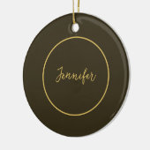 Moderne Bruin & Gouden Kleur Kalligrafie Duidelijk Keramisch Ornament (Links)