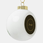 Moderne Bruin & Gouden Kleur Kalligrafie Duidelijk Keramische Bal Ornament (Links)