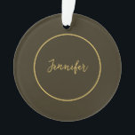 Moderne Bruin & Gouden Kleur Kalligrafie Duidelijk Ornament<br><div class="desc">U kunt alle informatie op het gemakkelijk vervangen door uw eigen informatie. Alles wat u voor dit moet doen is de verpersoonlijkingsverbindingen op het recht te gebruiken.</div>