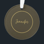 Moderne Bruin & Gouden Kleur Kalligrafie Duidelijk Ornament<br><div class="desc">U kunt alle informatie op het gemakkelijk vervangen door uw eigen informatie. Alles wat u voor dit moet doen is de verpersoonlijkingsverbindingen op het recht te gebruiken.</div>