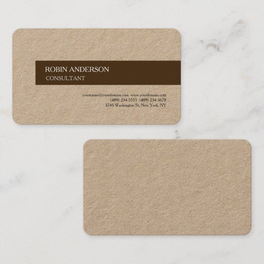 Moderne bruin-minimalistische platte professionele visitekaartje (Voorkant / Achterkant)