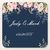 Moderne bruinachtige botanische bruiloft kartonnen onderzetters (Voorkant)