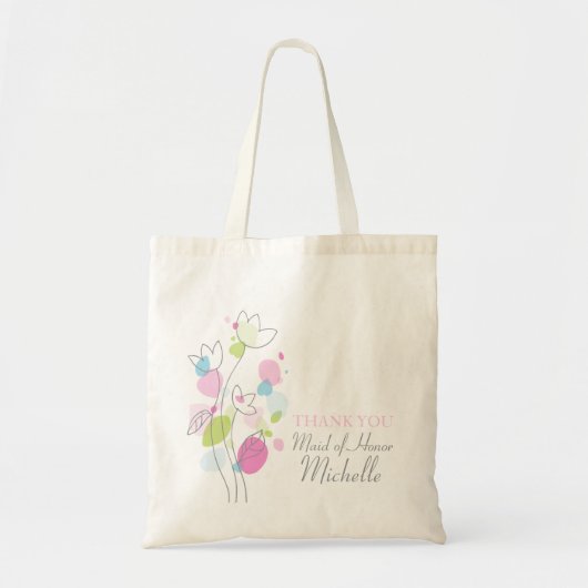 Moderne bruinbloemendemachtster voor de bruiloft tote bag (Voorkant)