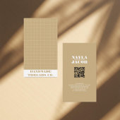 Moderne Bruine Aarde Tone Geruit Patroon QR Code Visitekaartje