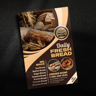 Moderne bruine bakkerij brood winkel bakken Cateri Flyer